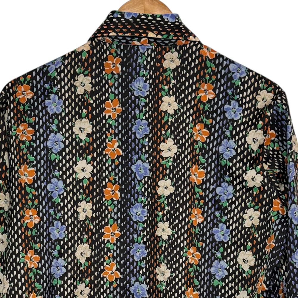 Vintage 1970s Kmart Dagger Collar Floral Button Up Blouse Size 40 XL - Picture 5 of 9